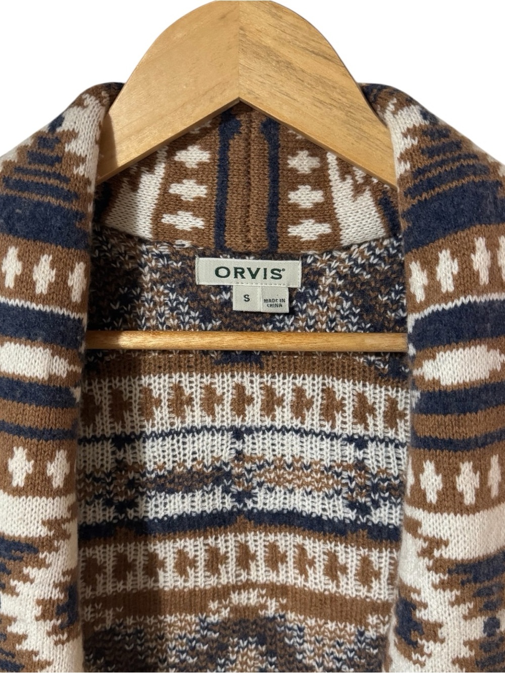 ORVIS Sweater Cardigan Wool Cashmere Aztec Southwestern Western Women’s Small - Picture 2 of 7